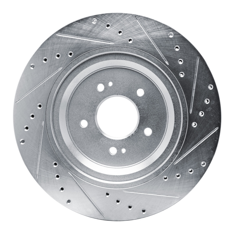 Genesis G90 Brake Rotor (1) - Rear Left - R1 Concepts - Drilled & Slotted - Silver - `19-`22